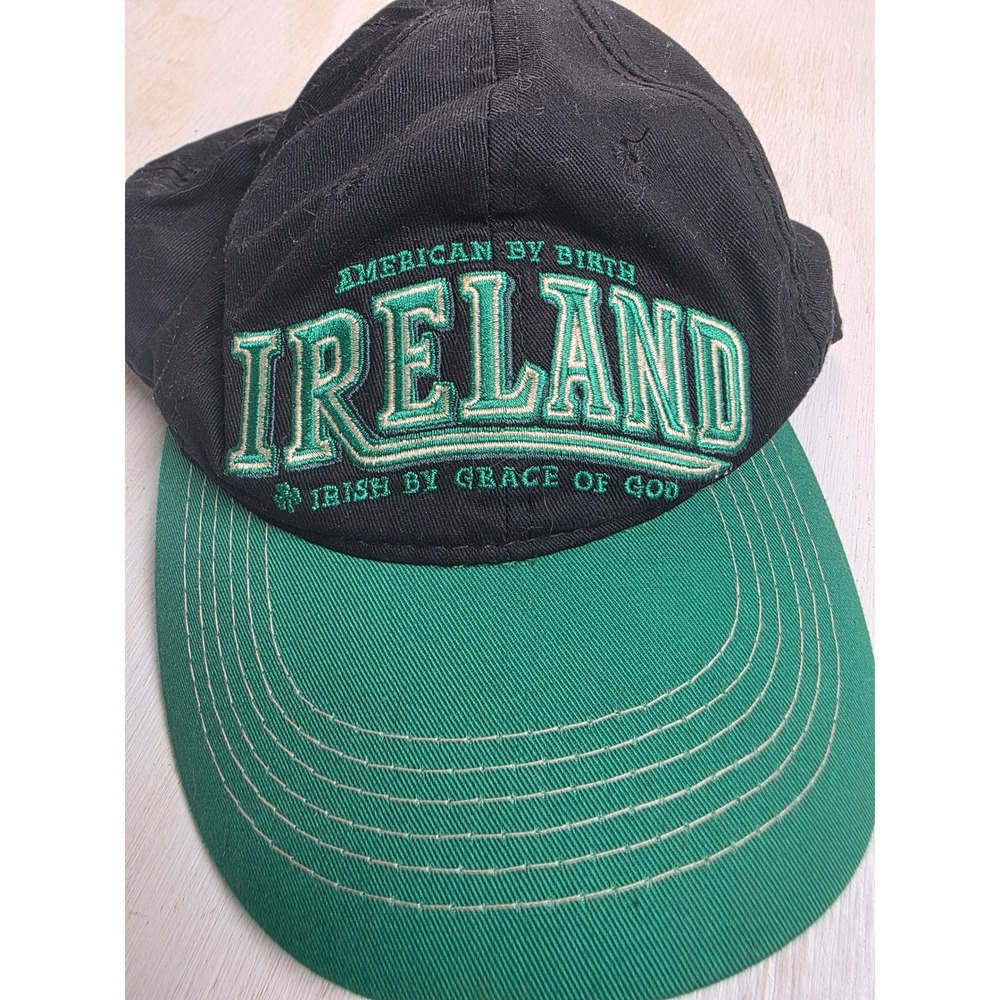 Outdoor Cap Ireland Irish By Grace Of God Hat Black Green Adjustable Y2K Boho